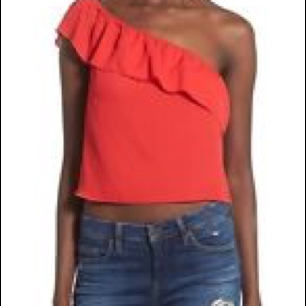 Nordstrom (Leith) red one shoulder top Med NWT!